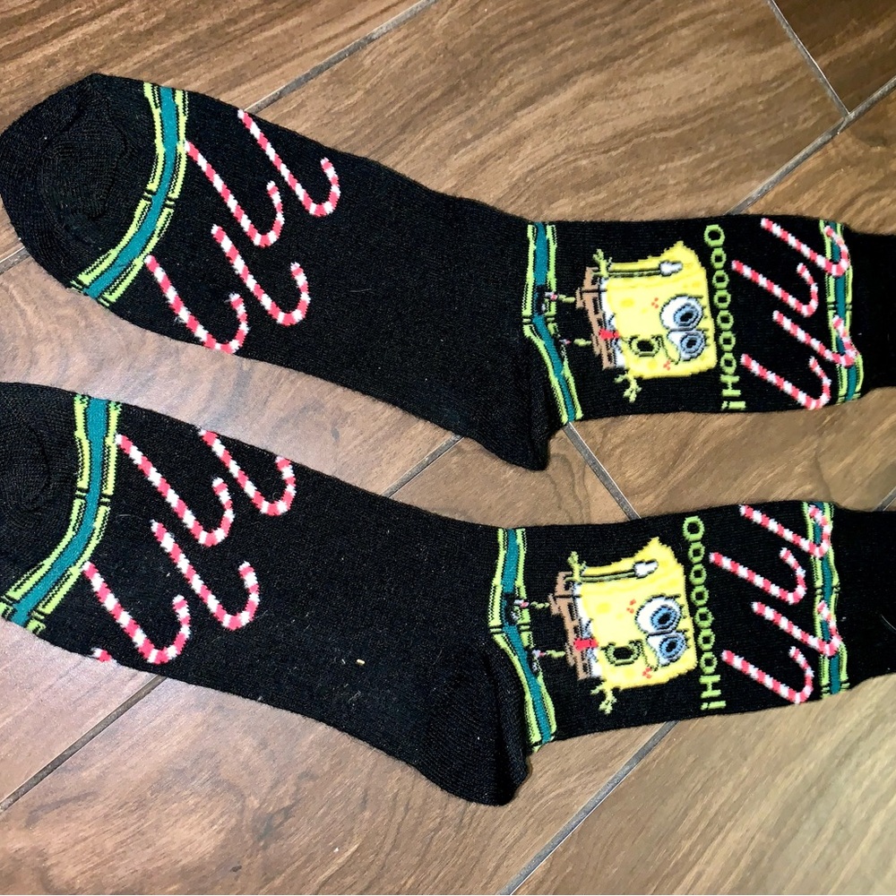 Nickelodeon SpongeBob SquarePants Black Holiday Print Socks OSFA
